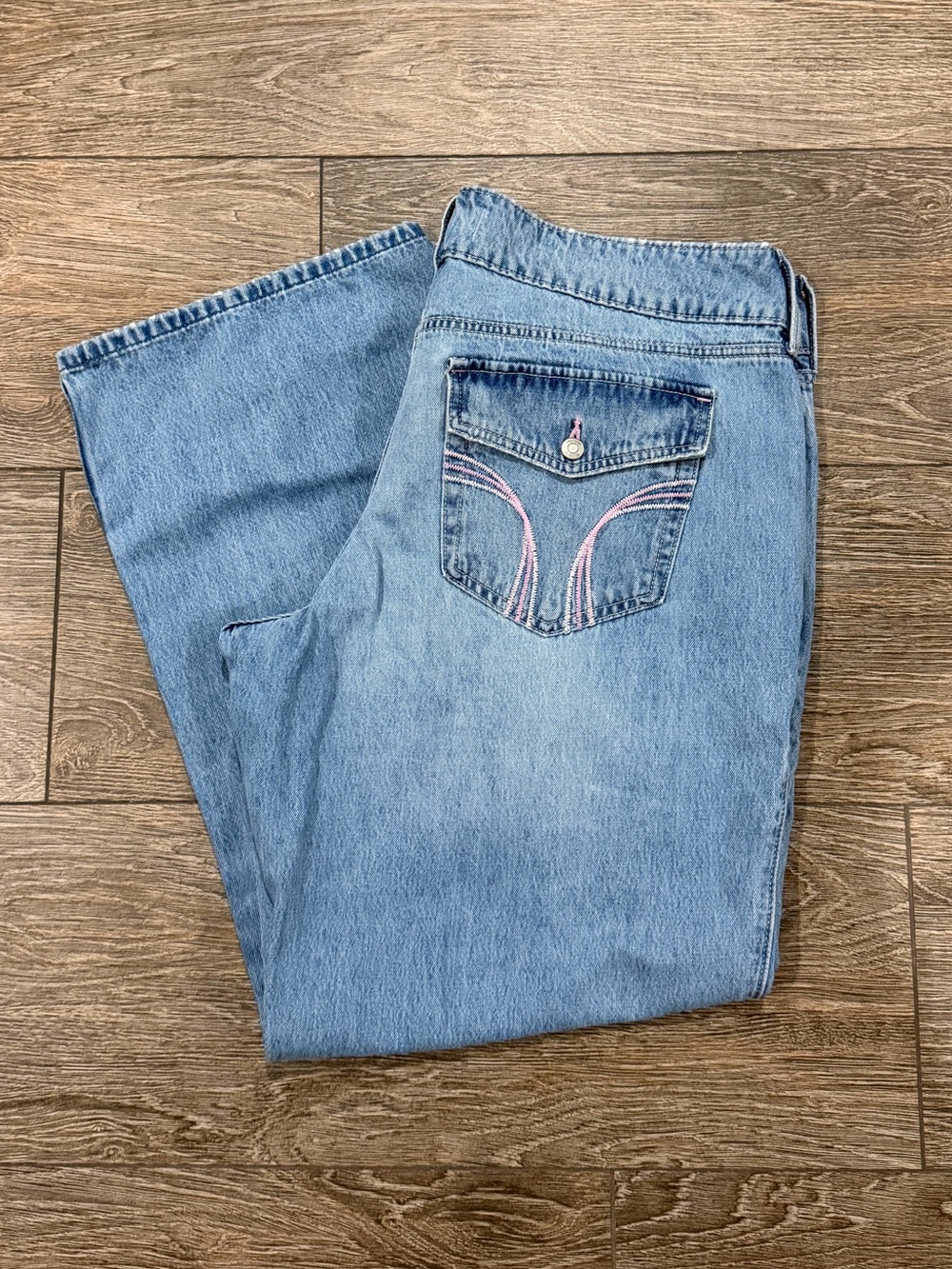 Hollister Low-Rise Baggy Jeans Straight Leg Jeans Blue Waist 33